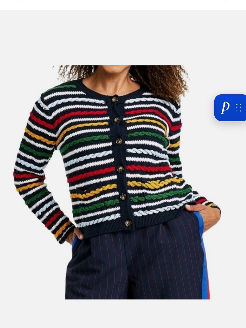 La Ligne x Target Striped Cardigan, Navy & Multicolor, Size XS